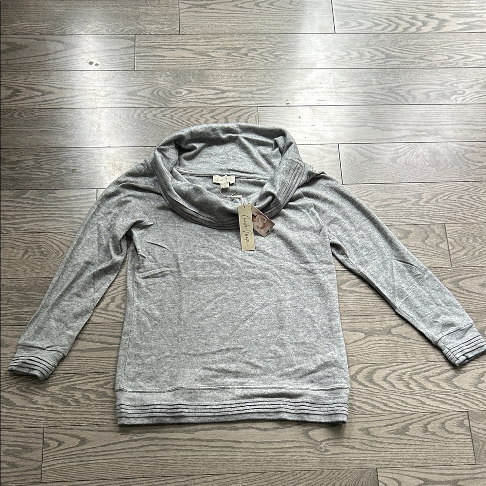 Charlie Paige Light Gray Cowl Neck Sweater